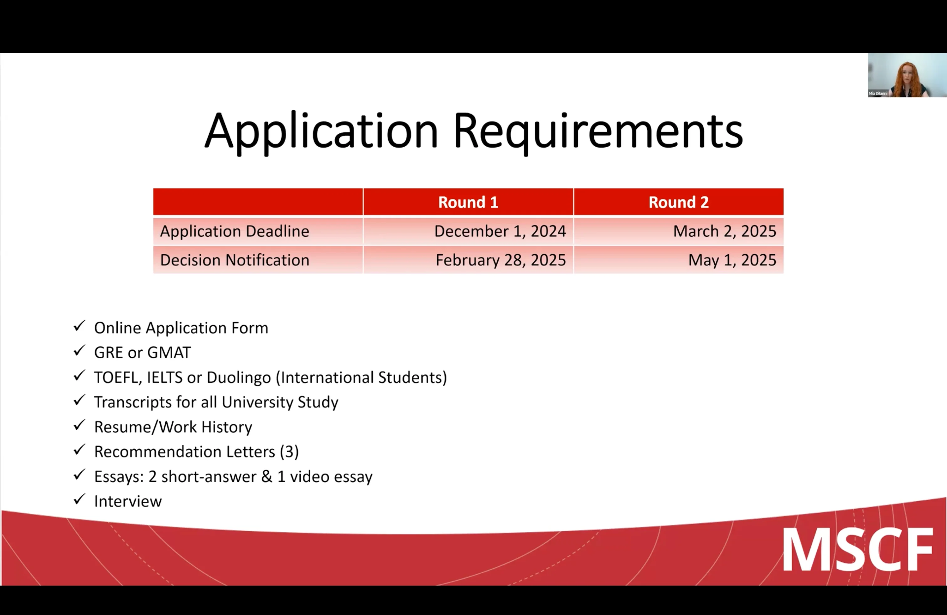 Application requirements